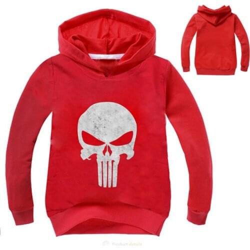 2-12Years Kids Clothes Spring Red Skull print Costume Girls Jacket Boys Hoodies Sweatshirts Childrens Long Sleeves coat Outwear