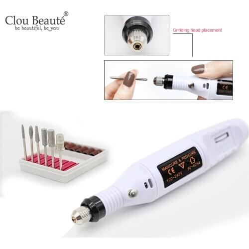 Clou Beaute Electric Manicure Drill Art Pen Pedicure Nail File Nail Art Tools Kit Professional Electric Nail Drill Machine Kit