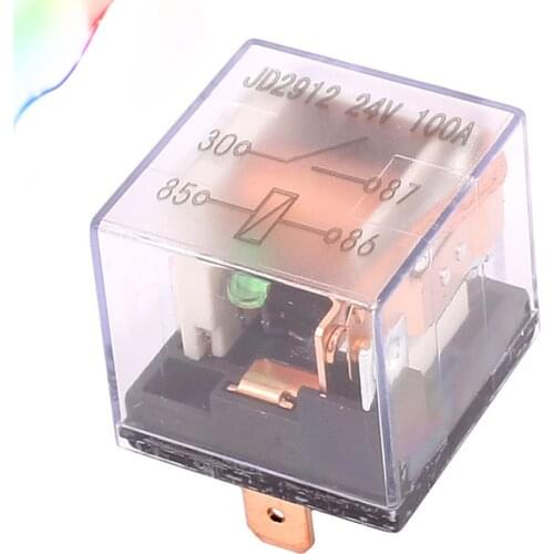 JD1912 24V 100A 4 Pin SPDT Power Relay w LED Light Colorless Shell