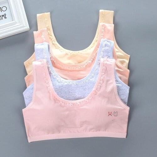 Teenagers Girls Underwear Kids Bra Set Cartoon Young Girls Training Bras Wireless Bra Cotton Underpants