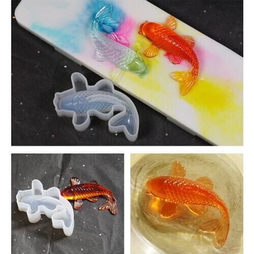 Lucky Carp Fish Shapes Silicone Resin Mold Jewelry Fishtail UV Epoxy Resina Mold For DIY Pendant Charms Making Jewelry