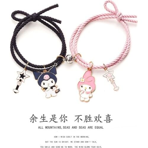 Magnetic cartoon girlfriends couples with small rubber bands in summer are cute to send gifts bracelets to men women friends