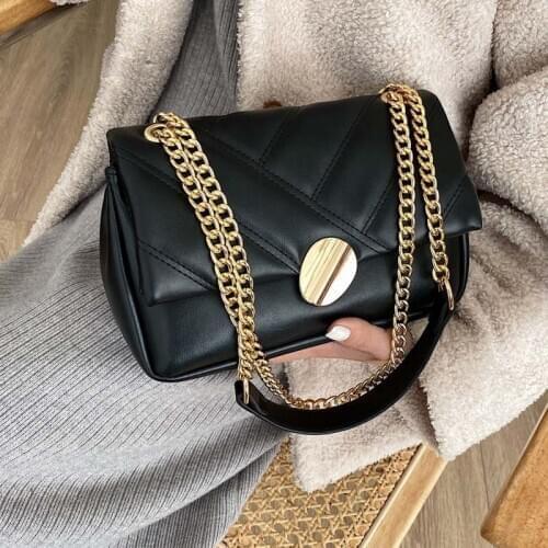 Trendy Chain Shoulder Bags Classic Luxury Shoulder Purse Leather Flap Crossbody Bags For Women 2021 Totes Female Handbag