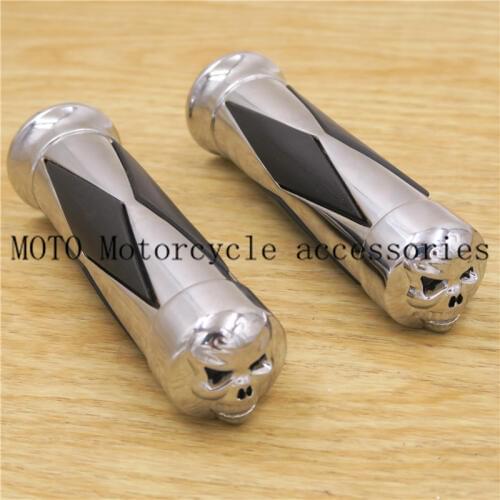 Motorcycle Parts Skull Diamond Hand Grips for Harley Sportster Dyna Sof-tail Bobber Chopper Handle bar Chromed 25mm