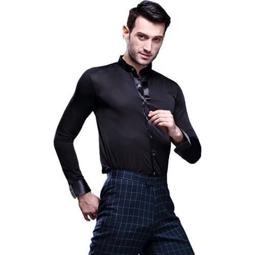 New mens white dance shirt Competition Performance Ballroom Modern Salsa Tango Samba latin mens shirts boys dancewear 5 color