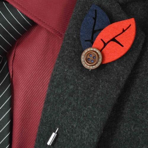 5pcs/lot Boutonniere Handmade Mens Button Fabric Double Leaf Lapel Pin Man Pins Wedding Boutonniere Corsage Party Ceremony