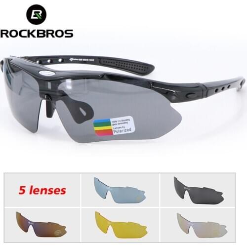 ROCKBROS 5 Lenses Polarized Cycling Glasses with Myopia Frame Men Sunglasses Road Bike Goggles Mountain Bicycle Eyewear Women