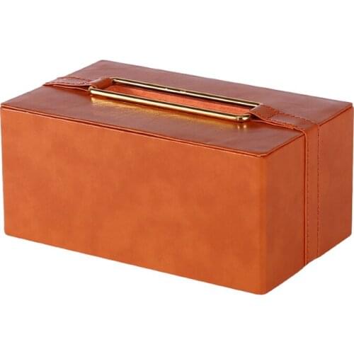 Orange Tissue Box Leather Living Room Luxury Modern Minimalist Creativity Home Office Storage Bedroom Rangement Household Eg50zj