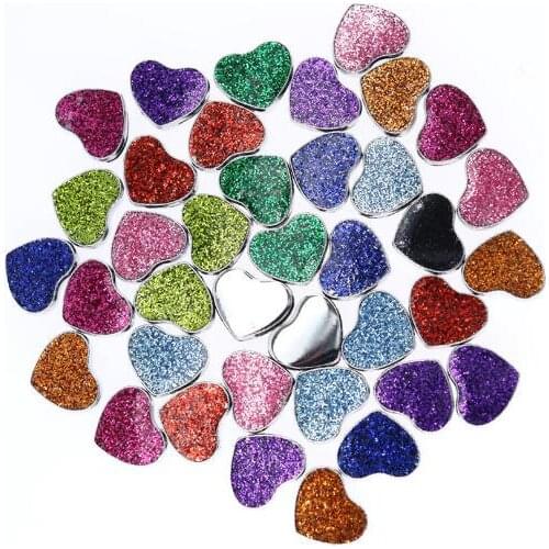 20PCS/lot 8MM Mix Colors Bling Heart Slide Charms Fit For 8mm DIY Wristband Keychains Phone Strips