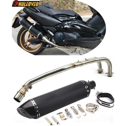 Full System Motorcycle Exhaust Muffler Link Pipe for TMAX 500/530 2008-2016 Carbon Motorbike Muffler Exhaust Escape Header Tube