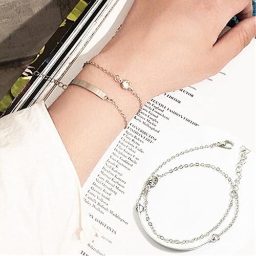 Simple Women Rhinestone Crystal Multilayer Bracelet Bangle Fashion Curved Strip Sequins Charm Bracelet for Women Cuff Jewelry