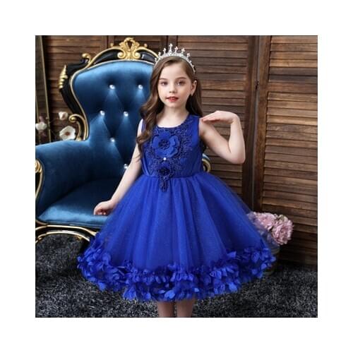 Pudcoco Baby Evening Dress Sleeveless 3D Flowers Big Bow Bead Decoration Princess Clothing 2-10 Years