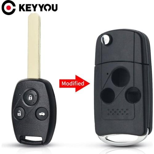 KEYYOU Remote Flip Folding Key Shell Case Cover For Honda CRV Fit Accord Civic 3 Button Free Shipping