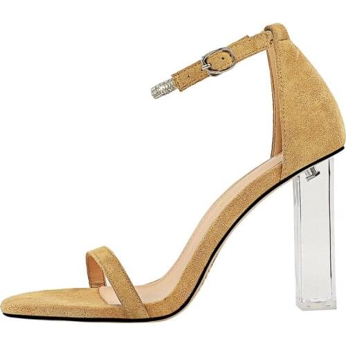 European and American fashion simple transparent heel super high heel summer large size open toe diamond with sandals