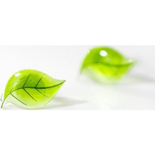 OBEAR Silver Plated Sweet Green Leaves Leaf Stud Earring For Women Girl Friend Kid Jewelry