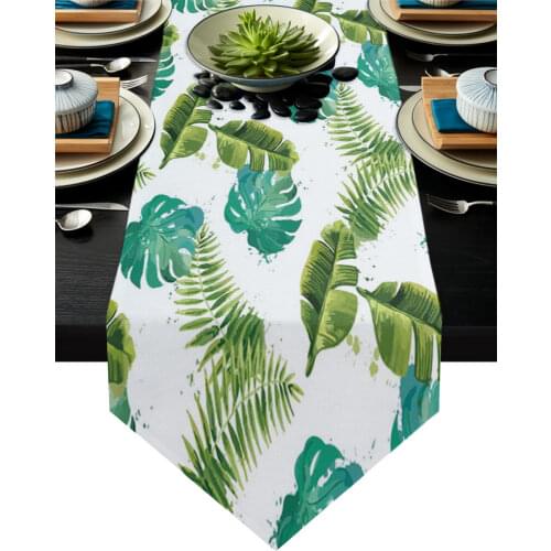 Banana Turtle Green Leaves Table Runner Country Wedding Decor Cake Tablecloth Placemat Dinning Table Decoration Table Runners