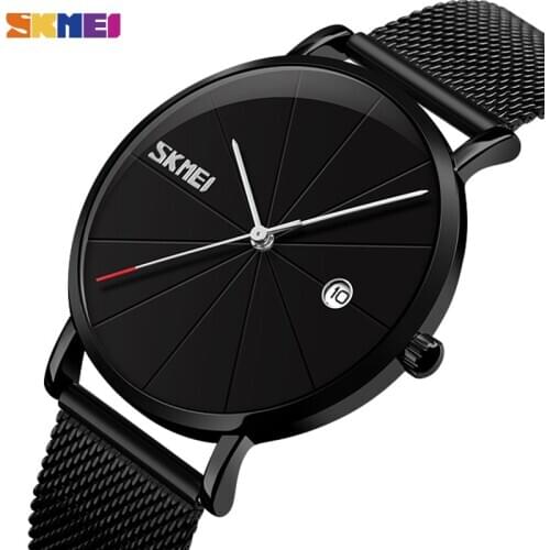 SKMEI Men Quartz Wristwatches Women Watches 30M Waterproof Big Dial Calendar Quartz Watch relogio masculino 9183