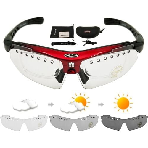 LOCLE Photochromic Riding Glasses UV400 Hiking Sunglasses Running Tactical Sunglasses Cycling Hunting Camping Climbing Glasses