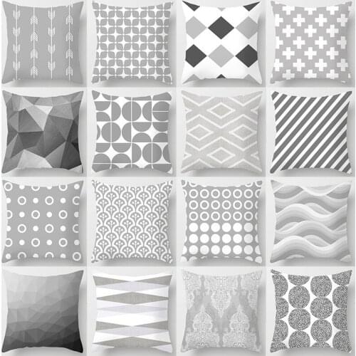 Modern Nordic Grey Geometric Cushion Covers Polyester Cover living Room Home Sofa Throw Pillows Pillow Case Decorative 45X45CM
