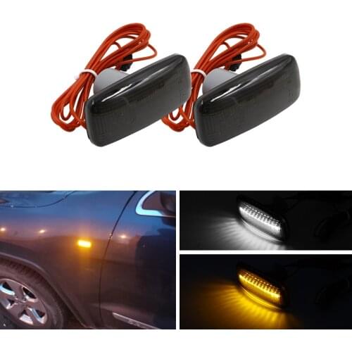 Smoke Front Amber Led Side Marker Lights For Chrysler 300 2005-2006 200 Sebring Town & Country W/ White Driving Lamps