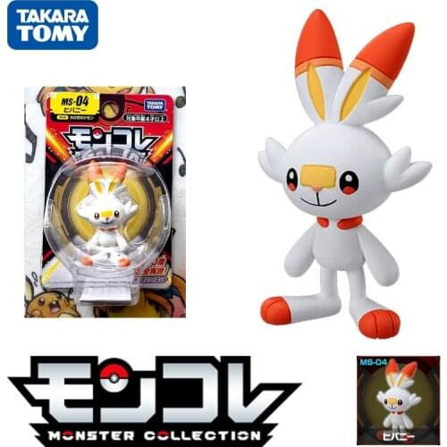 Tomy Pokemon Sword Shield Moncolle Pocket Monster Collection MS-04 Scorbunny #813 EMC Model Anime Figures Collect Ornaments