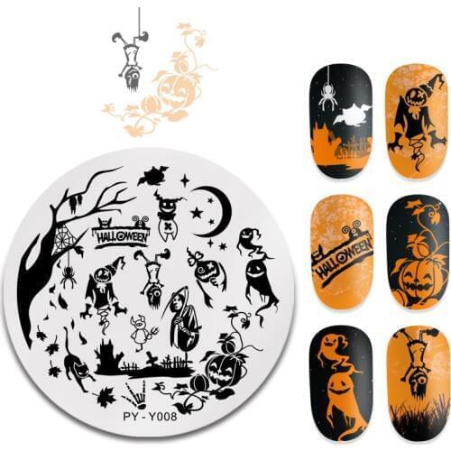 PICT YOU Halloween Series Nail Stamping Plates Nail Art Image Plate 6cm * 6cm Stamp Templates Stainless Steel Tool Y008