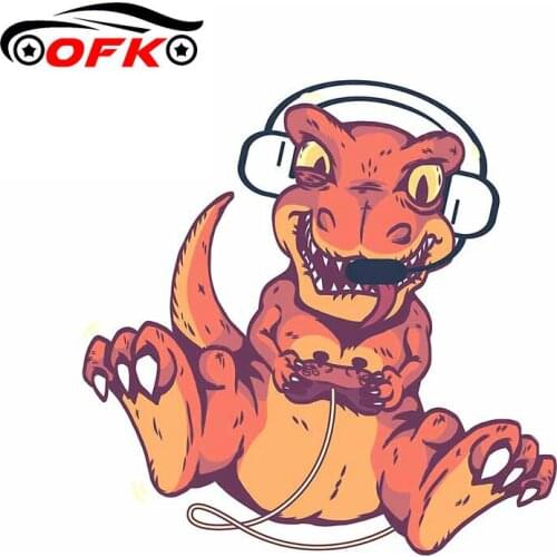 OFK Gamer Dinosaur Cartoon Sticker Vinyl Auto Accessories Window Styling Decal PVC 13cm*13cm