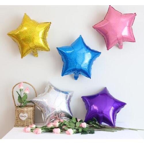 6pcs 18'' Laser Star Aluminium Foil Balloon For Baby Adult Birthday New Year Wedding Decoration Globos Kids Toys Party Supplies