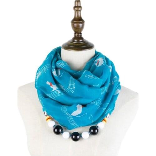 Women Jewellery Pendant Shawl hijab Cats Musical Scarfs Necklace Muslim Mujer Charm Accessories