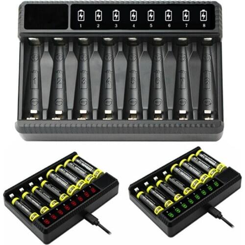 AA/AAA 1.2V NiMH Rechargeable Battery Charger 8 Slots Smart Batter-Chargers NiMH Smart Charger