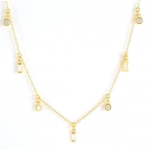 CANNER Rectangular Pendant Color Purple Blue Zircon Necklace For Women 925 Sterling Silver Jewelry Pendant Chain Choker Collar