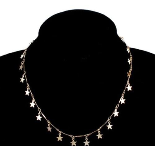 Star Necklace Women Choker Necklaces womans Tassel Chain Ladies Pendant Jewellery Yellow Gold Color trendy Korean metal Collares