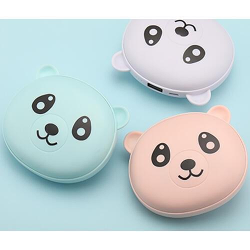 Winter Portable USB Hand Warmer Mini Cute Cartoon Bear Rechargeable Mobile Power Hands Warmer Double-sided Quick Heating 4000mAh
