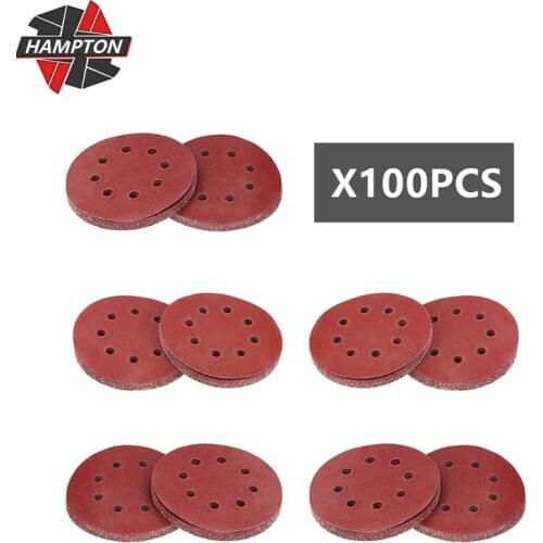 100pcs 125mm Round Shape Sanding Discs 5 Inch 60-240 Grit Hook Loop Sanding Paper 8 Hole Sander Disc Abrasive Polishing Tools