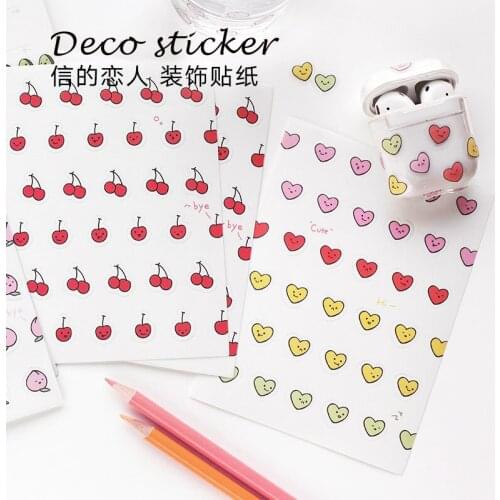 2 Sheets Lovely Heart Fruit Decoration Sticker DIY Scrapbooking Label Diary Album Sticker Escolar Toy Sticker Cute Stationery