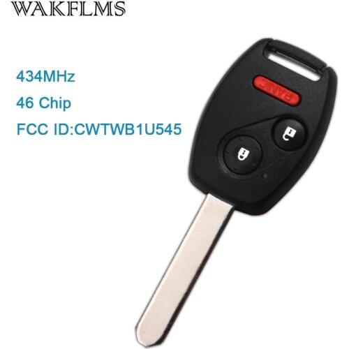 3btn Remote Keyless Key 434Mhz Fob For Honda Pilot 2005 2006 2007 2008 CWTWB1U545 Car keys ID46 chip