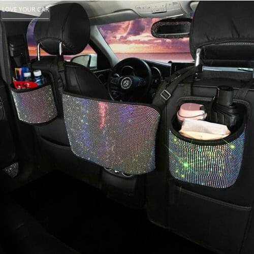 Diamond Rhinestone Car Storage Bag Hanging Automobile Organizer Seat Back Holder styling Stowing Tidying Car Interior Accessorie