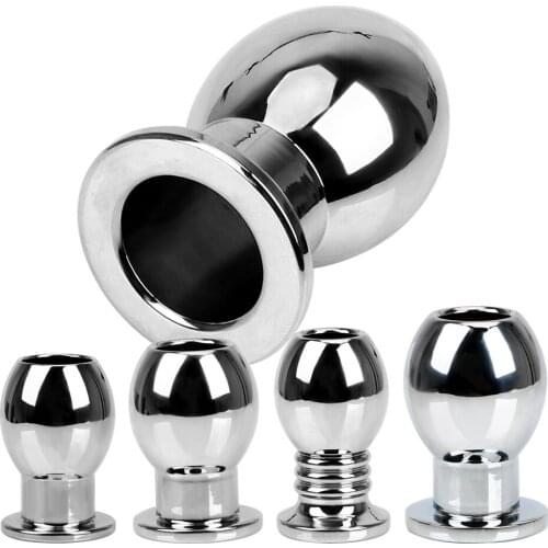 IKOKY Butt Plug Prostata Massager Douche Enema Metal Hollow Anal Plug Anal Dilator Sex Toys For Woman Men Gay Peep Vaginal