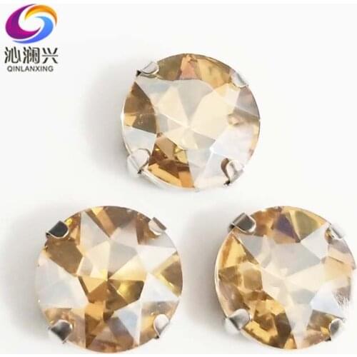 Free shipping Golden champion round shape High quality Glass Crystal sew on claw rhinestones,Diy Clothing accessories SWB05