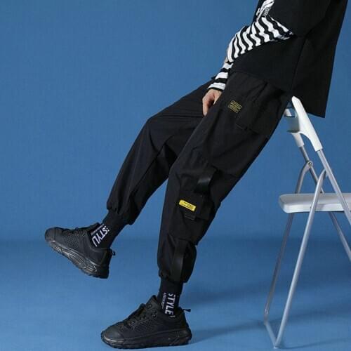 New Mens High Street Cargo Harem Pants Ribbons Jogging Sweatpants Men Casual Trousers Woman Streetwear Pants Oversized 5XL