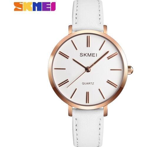 SKMEI Women Watches Leather Strap Watch 3bar Waterproof Fashion Quartz Wristwatches Casual ladies Watch Relogio Feminino 1397