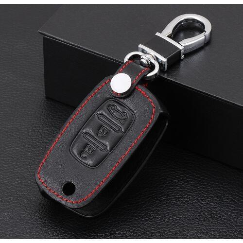 Car Flip keys Leather Cases Fob Cover For LADA Sedan Largus Kalina Granta Vesta X-Ray XRay Folding Keychain Key Ring