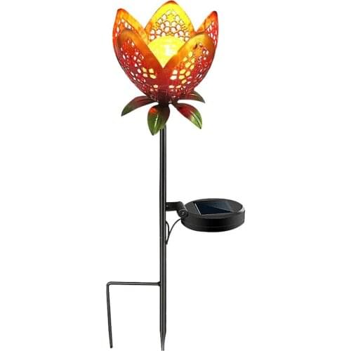 Flower Solar Lights Garden Lamps Decor Glass Petal Metal Outdoor Decorative Outdoor Waterproof Garden Yard Landscape Lawn Lamps
