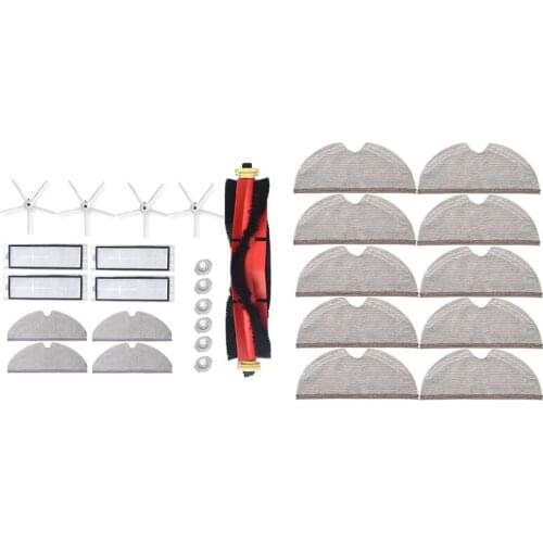 EAS-19X Washable HEPA Filter Main Brushes Side Brush For Xiaomi Roborock S5 Max S6 & 10Pcs Cloths For Xiaomi Roborock S5 S50