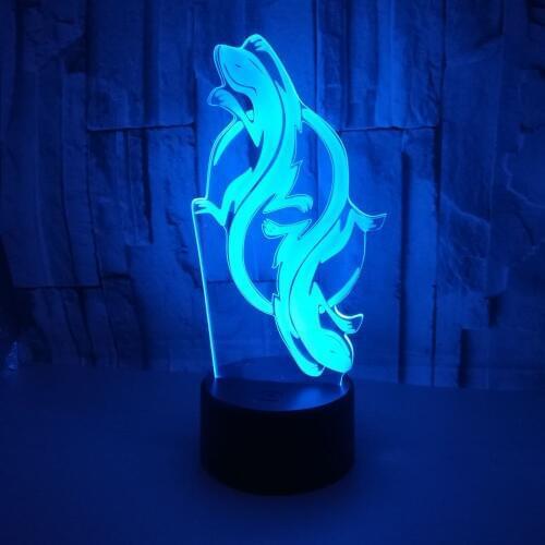 Gecko Model LED 3D Night Light 7 Color Flashing Remote Touch Sensor Usb Illusion 3D Lamp Home Bedroom Decoration Desk Lamp
