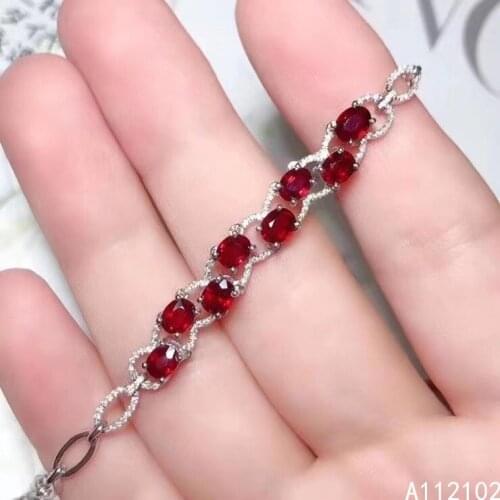 KJJEAXCMY fine jewelry S925 sterling silver inlaid natural ruby Girl classic gemstone hand Bracelet Support test Chinese style