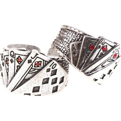 Playing Card Resizable Ring Hiphop Rock Street Fashion Stainless Steel Material Rings Trendy Man Jewelry Gift