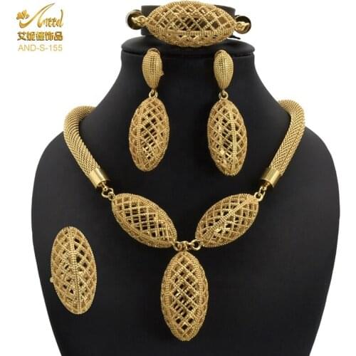 ANIID Dubai Jewelry Sets Pendant Gold African Necklace Pakistani Jewelry Wedding Ethiopian Dress Traditional Habesha 24K Arab