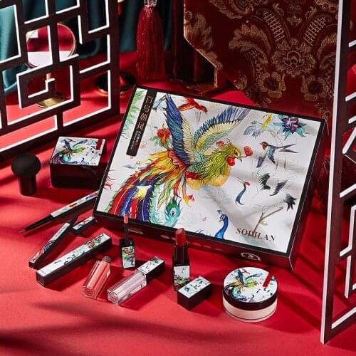 NEW Retro Cosmetic Set Makeup Mushroom Head Air Cushion Finishing Powder Face Powder Pearly Lustre Eye Shadow Birthday Gift Kit