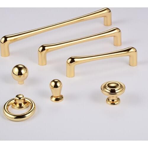 Gold Zinc Alloy Kitchen Door Handles Cabinet Knobs Drawer Cupboard Door Cabinet Handles Pull for Furniture Hardware Single Hole
